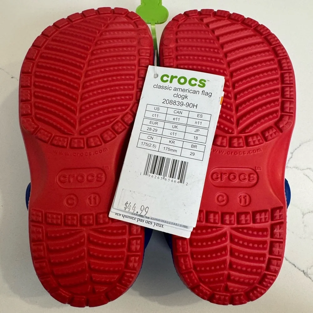 CROCS Kids' Starry Clogs - Blue, Red, and White size C11 - Picture 4 of 4